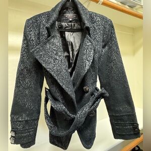 Giacca Black Textured Pea Coat